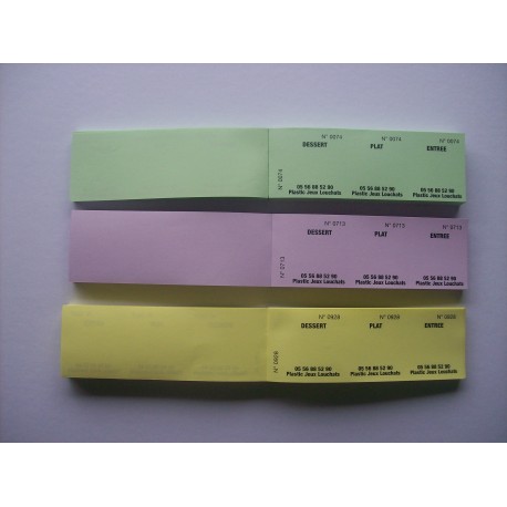 Carnet de 200 tickets de manifestation - Entrée-Plat-Dessert - Lot de 1 carnet