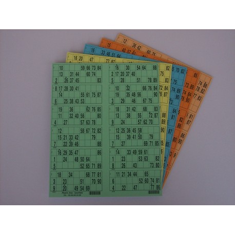 Plaque de 12 cartons de loto verticale - Lot de 5 plaques