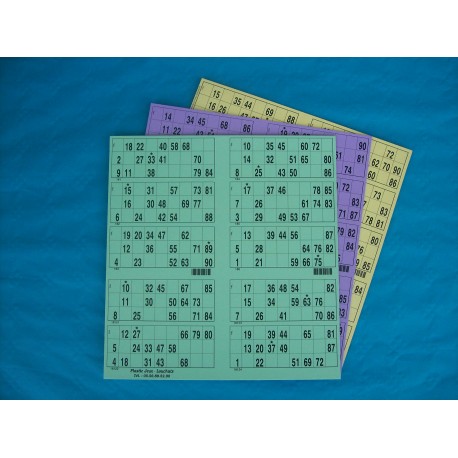 Plaque de 10 cartons de loto réversible - Lot de 5 plaques