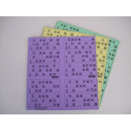 Plaque de 10 cartons de loto - Lot de 50 plaques